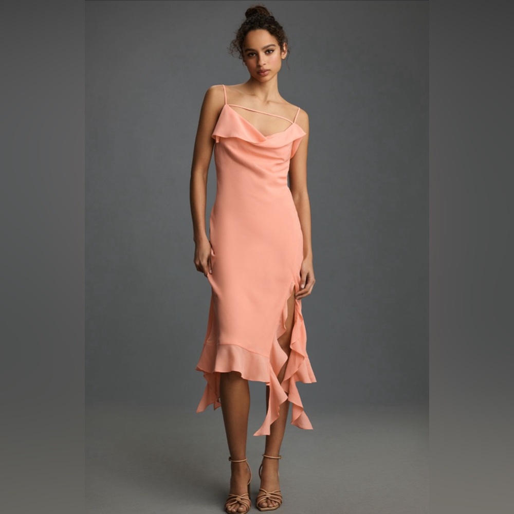 Mare Mare Sleeveless Chiffon Draped Asymmetrical Midi Dress